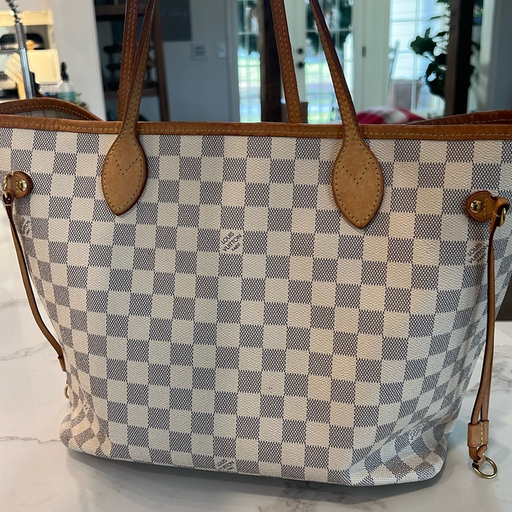 AUTHENTIC Neverfull MM Damier Azur Beige SD4177